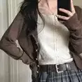 미니포에 가디건 브라운