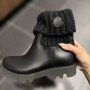 MONCLER 여성용 니트 콤비 러버 부츠 블랙 37사이즈