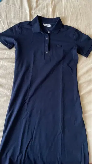 LACOSTE 피케 셔츠 원피스 네이비 사이즈 36