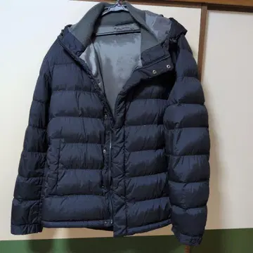UNIQLO 남성용 다운 자켓 후드 부착 네이비