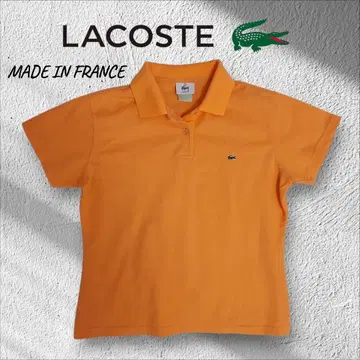LACOSTE 여성용 피케 셔츠 XXL 프랑스제 오렌지 반팔