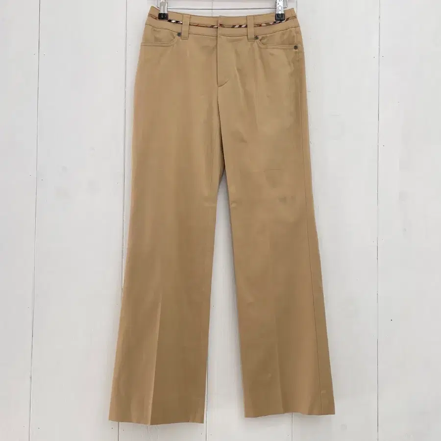 버버리 런던(BURBERRY) 체크 배색 베이지 팬츠