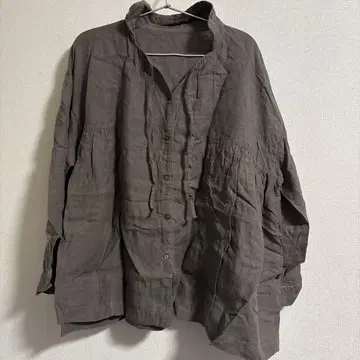 네스트로브 nest robe 린넨 혼방 긴팔 블라우스 브라운 개더