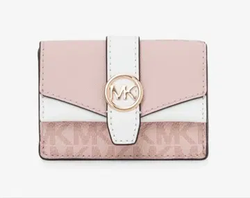 MICHAEL KORS 3단 폴더형 지갑 핑크 화이트 MK 로고