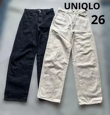 UNIQLO 와이드 핏 커브 진 데님 팬츠 2세트 긴 길이