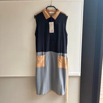 LACOSTE 슬리브리스 롱 원피스 컬러 블록