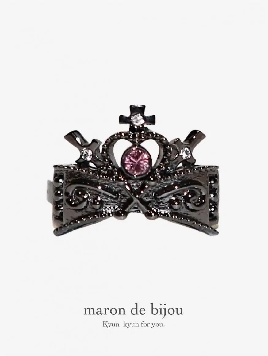 maron de bijou 마론드 비쥬 리본 채플 링 블랙