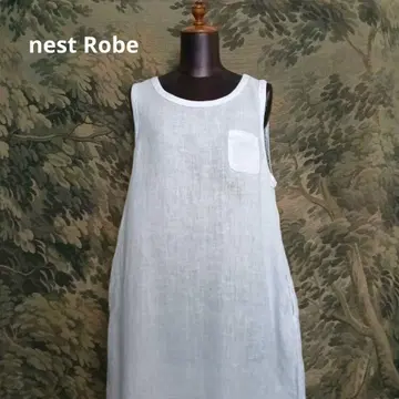 nest Robe 린넨 100% 좌우 포켓 부착 슬리브리스 원피스