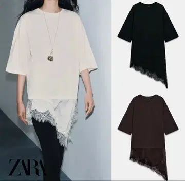 새상품급! ZARA! 레이스 콤비 T셔츠!