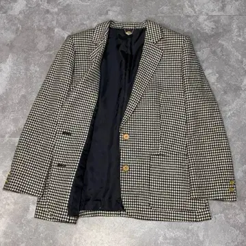 테일러드 자켓 블레이저 체크 빈티지 골드 버튼 노멀 코어 M