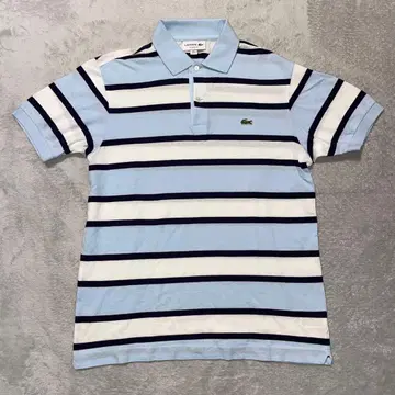 LACOSTE 피케 셔츠 보더 라이트 블루 FR2 US XS