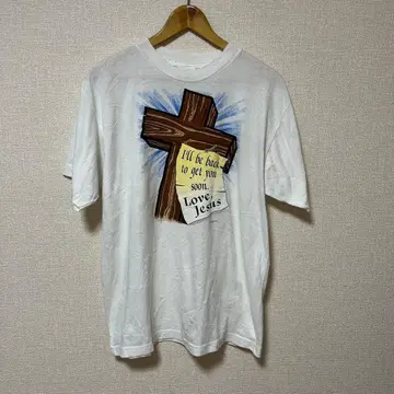jesus 90's 그리스도 십자가 메시지 그래픽 프린트 T셔츠