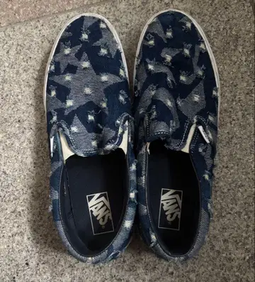 VANS 슬립온 데님 별 패턴 데미지 가공