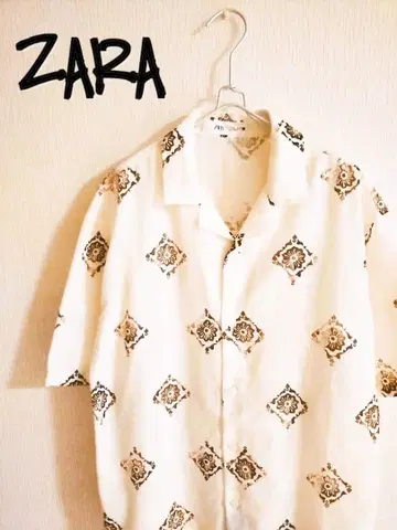 D222142 ZARA 올 패턴 오픈 카라 셔츠
