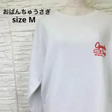 빤쮸토끼 M 맨투맨 화이트 자수 로고 속기모 캐릭터