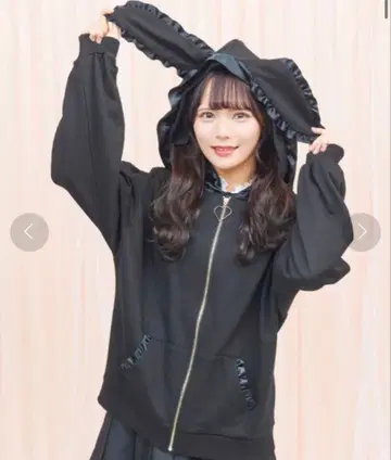 시크릿허니 토끼 귀 프릴 후드티