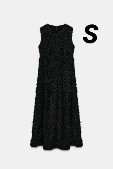 ZARA 엠보싱 가공 원단 미디 원피스 S