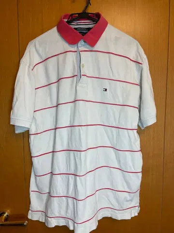 TOMMY HILFIGER 피케 셔츠 보더 화이트 핑크