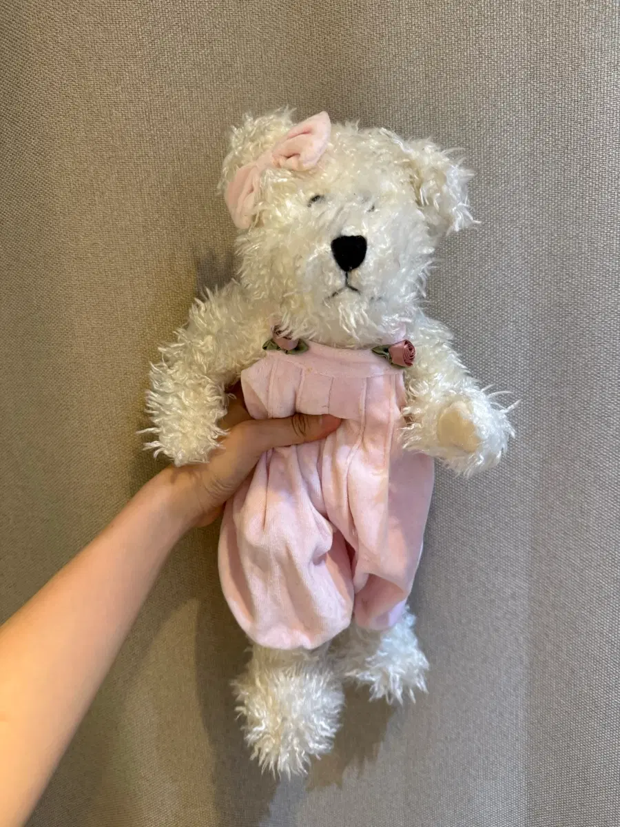 보이즈베어 빈티지 핑크 멜빵 인형
