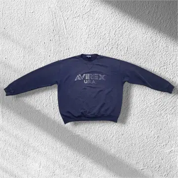 90s AVIREX 크루넥 맨투맨 퍼플네이비 페이드 USA제 XL