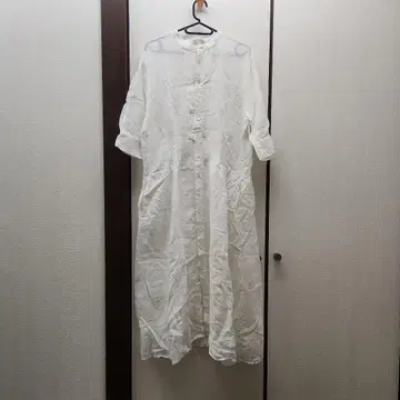 Vlas Blomme 린넨 롱 셔츠 원피스 화이트