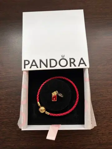 PANDORA 팔찌 레드 가죽 춘절 참