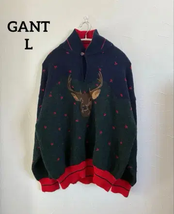 GANT 남성용 니트 스웨터 이탈리아제 사슴 루돌프 L