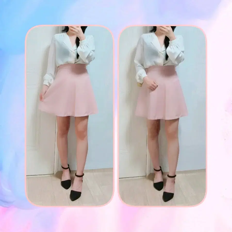 인디핑크 옆지퍼 플레어 스커트