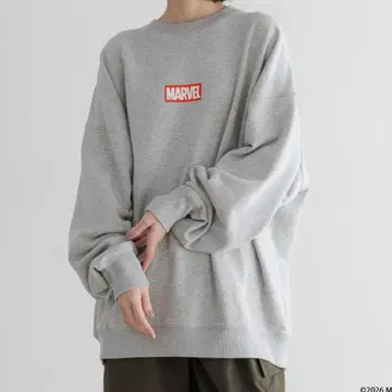 로리즈팜 [ LFM(U) ] MARVEL 맨투맨 프린트 크루 그레이