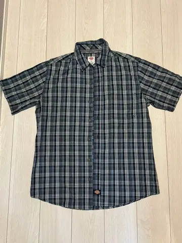 Dickies 반팔 체크 셔츠 블루 계열 L 사이즈