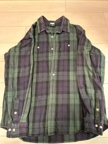 FTC 플란넬 셔츠 긴팔 그린 x 네이비 XL