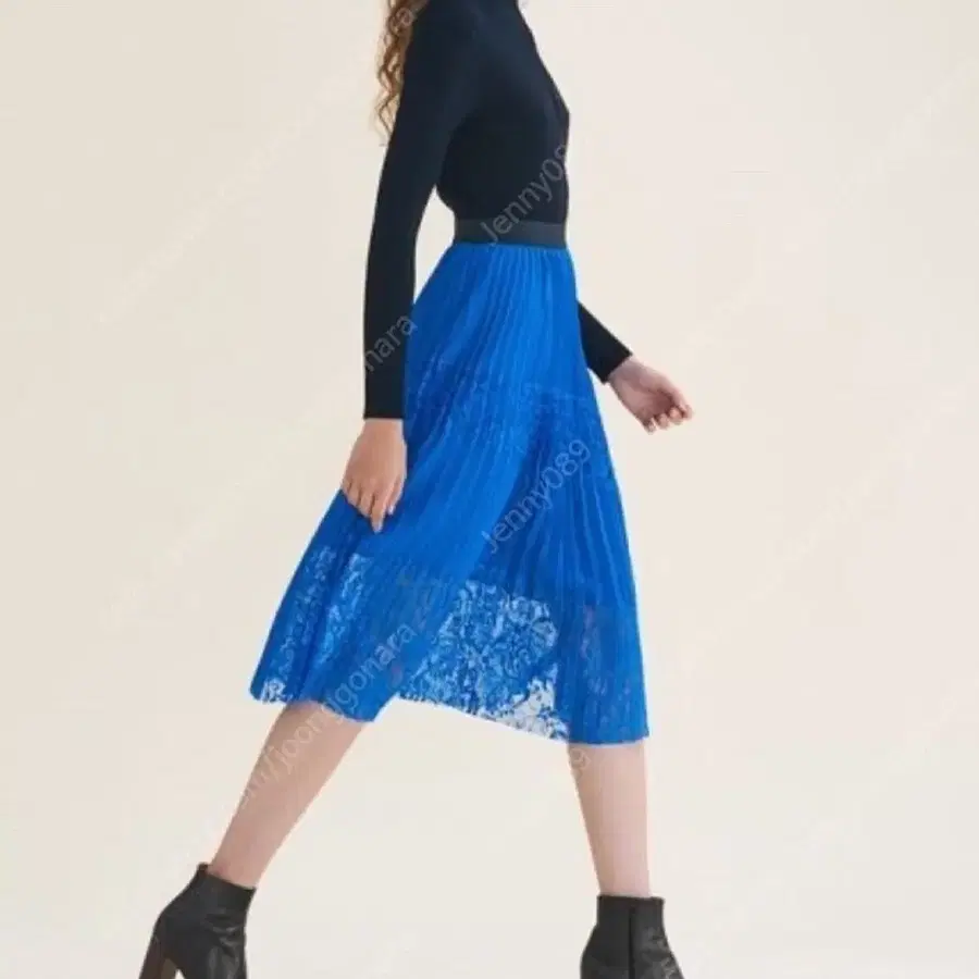새옷) 마쥬 maje 레이스 배색 밴딩 플리츠 스커트 치마 주름 여행룩