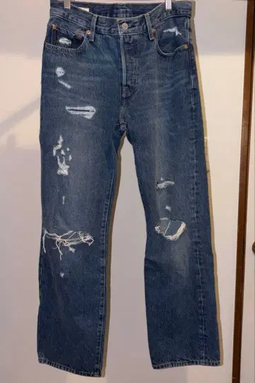 Levi's PREMIUM 데미지 데님 스트레이트 청바지