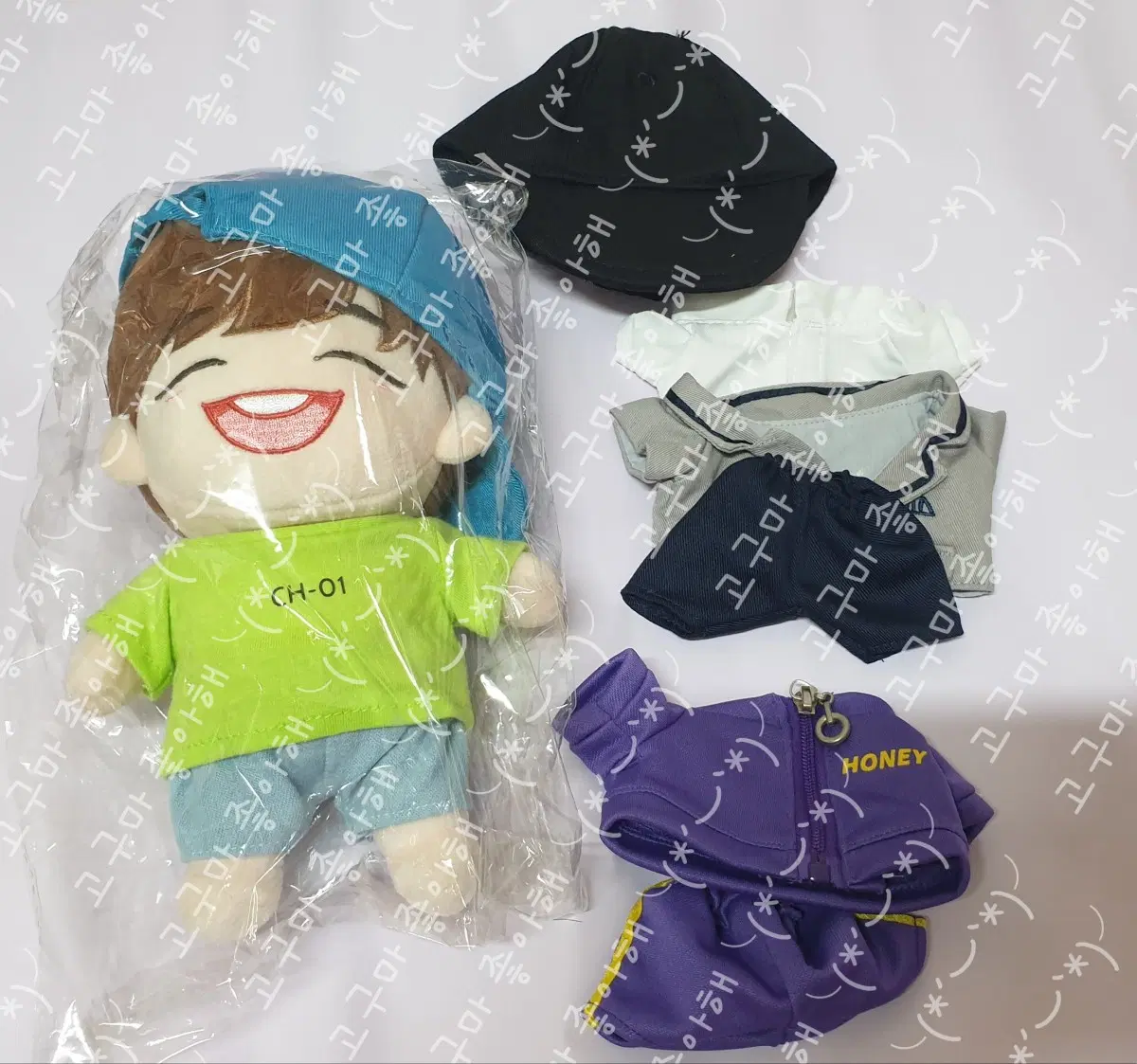 (미개봉)강다니엘 인형 세트-허니엘(20CM)+인형옷3세트+인형 모자증정