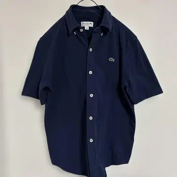 LACOSTE 라코스테 반팔 셔츠 버튼 다운 네이비 악어 로고 S