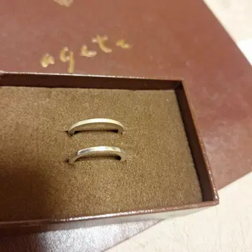 agete Silver 2 반지 클리어 스톤 부착