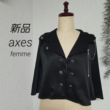 새상품 엑시즈팜 체인 달린 후드 케이프 블랙
