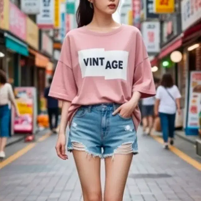 박시핏 반팔 티셔츠 (인디핑크)