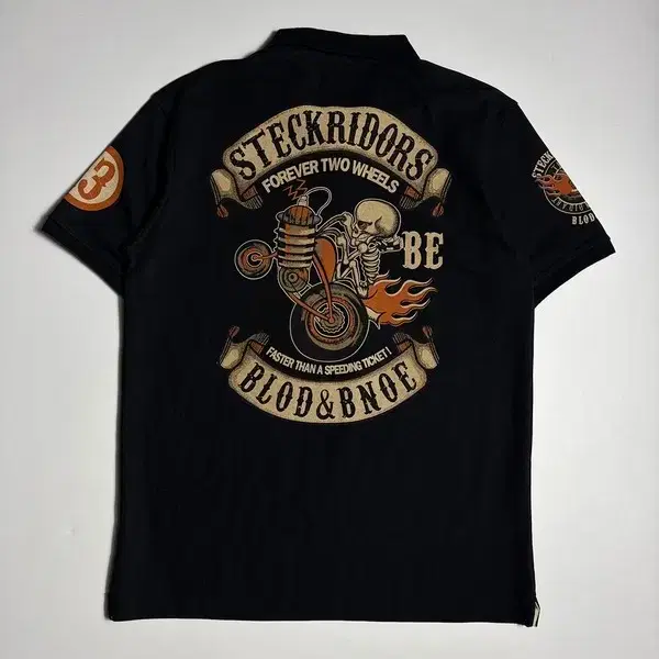 Steckridors Y2K 스컬 그래픽 반팔 카라 티셔츠 R2584