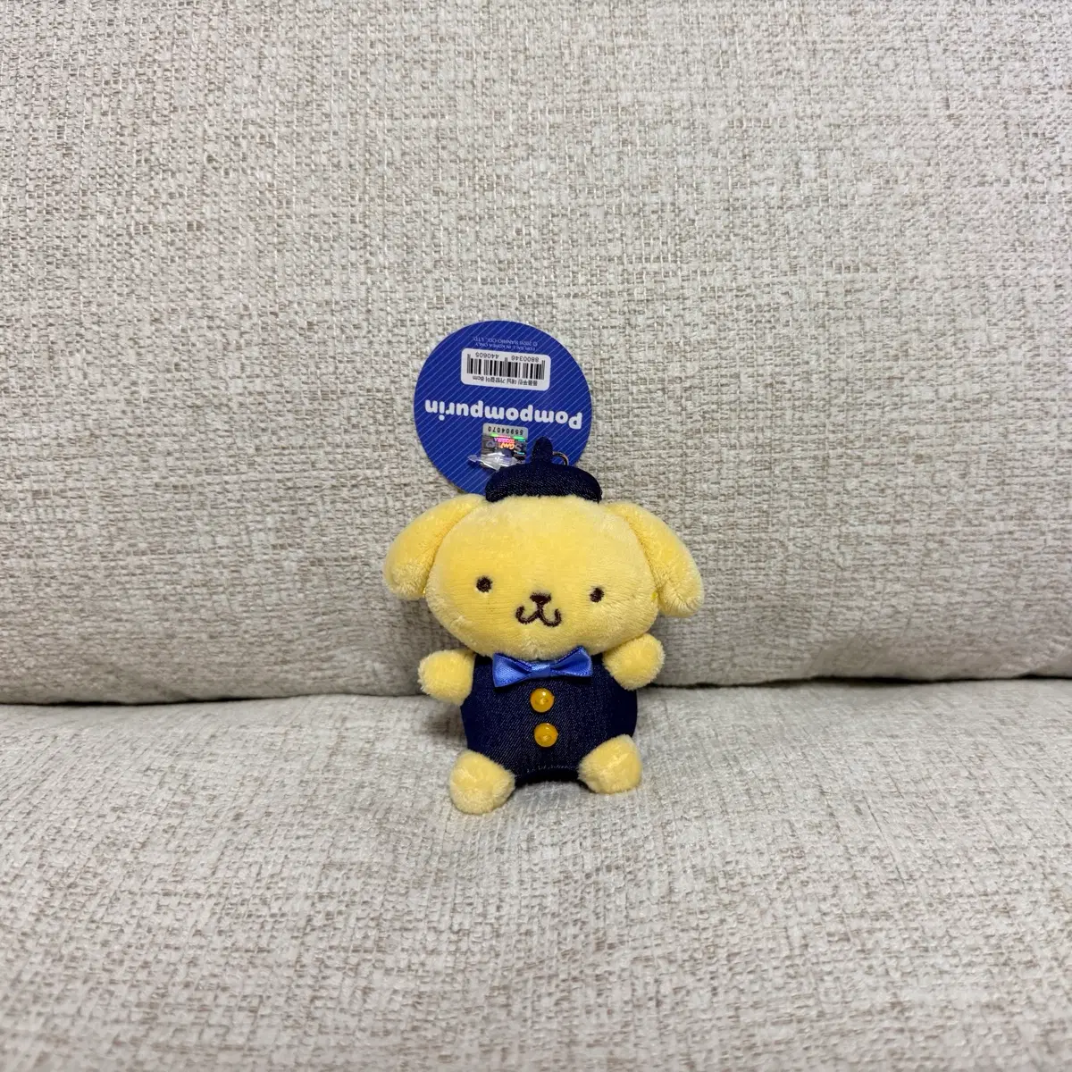 정품 산리오 폼폼푸린 데님 대님 키링 인형 8cm