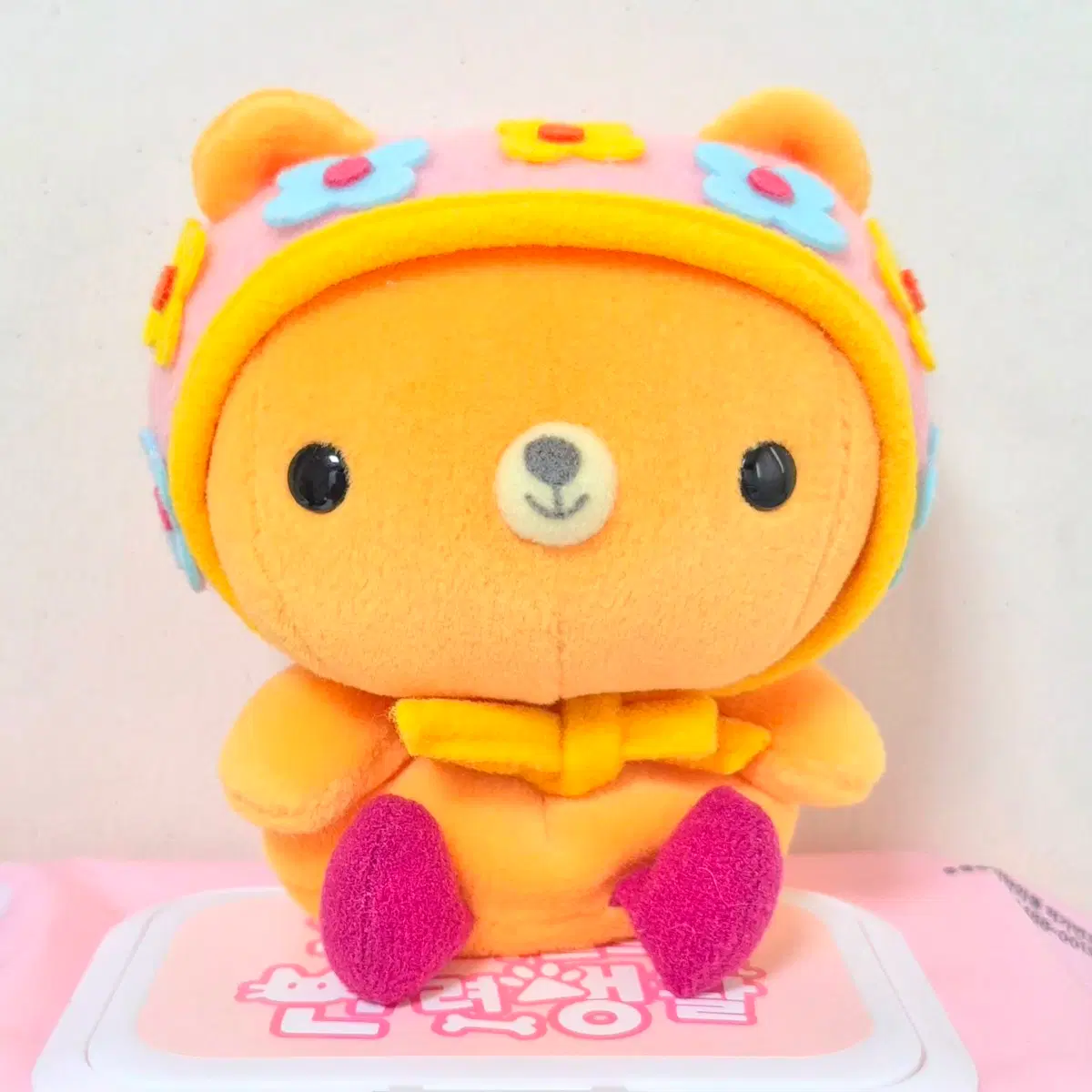 고전 빈티지 애플짱 오렌지 주황 곰 인형