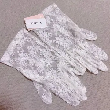 택 포함 새상품 FURLA 레이스 그로브 장갑 화이트, 웨딩