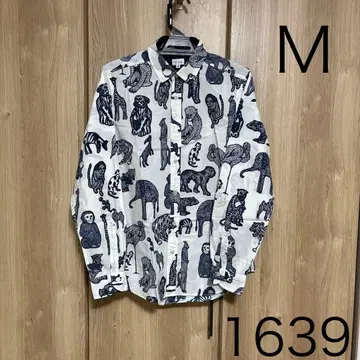 1639 Paul Smith 애니멀 무늬 긴팔 셔츠 화이트 M