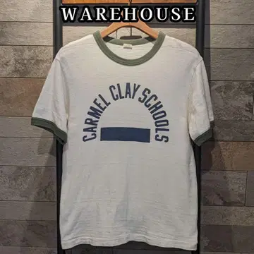 WAREHOUSE 웨어하우스 링거 T셔츠 침염 프린트 S 일본제