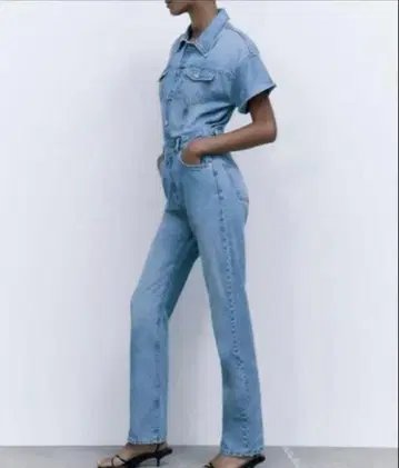 ZARA 자라 데님 올인원 점프수트 반팔