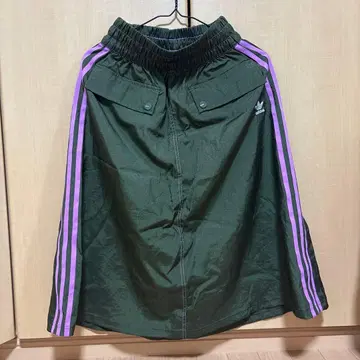 adidas 롱 스커트 올리브 퍼플 3 스트라이프