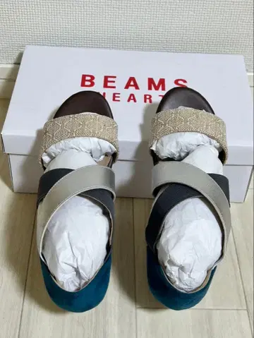 BEAMS HEART 샌들 S 사이즈 터콰이즈 시착만 한 상품 새상품급