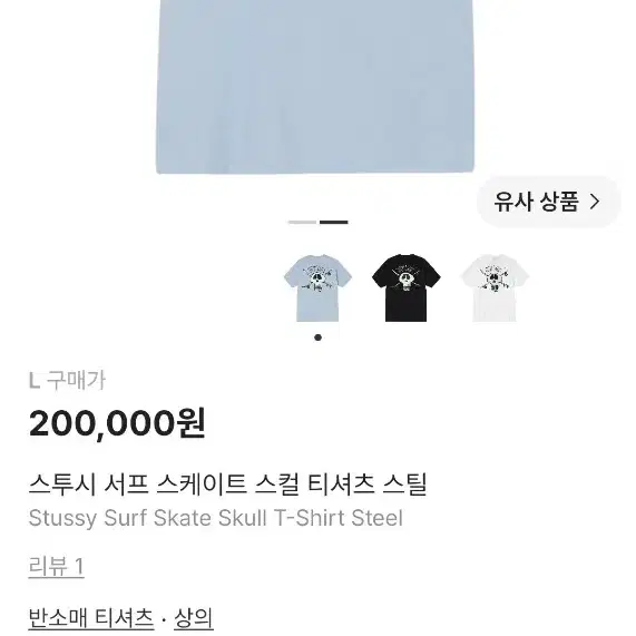 새제품/L)스투시 서프 스케이트 스컬 티셔츠 스틸(1904746)