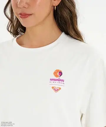 ROXY Hawaiian Airlines 콜라보 T셔츠 화이트
