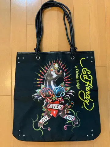 새상품 Ed Hardy 에드하디 타투 패턴 토트백 블랙 레오파드